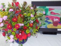 Walpole students presenting artwork at Art in Bloom