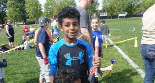 Sky rockets in flight