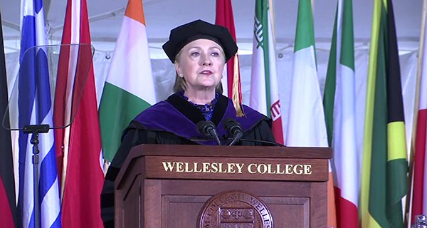 Hillary Clinton addresses Wellesley College
