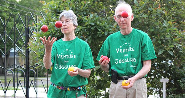 Library attendees learn how to juggle