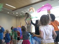 Library goers wiggle and giggle