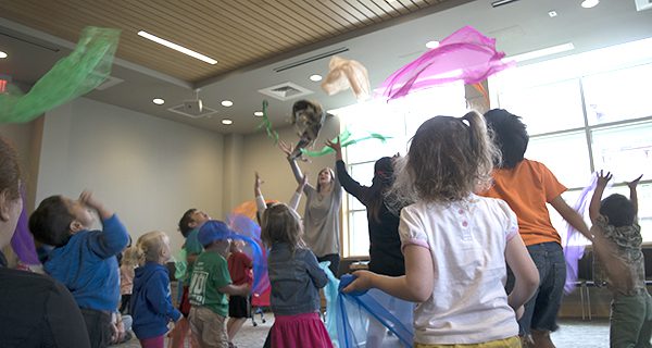 Library goers wiggle and giggle