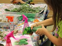 Needham Library guests make nature crafts
