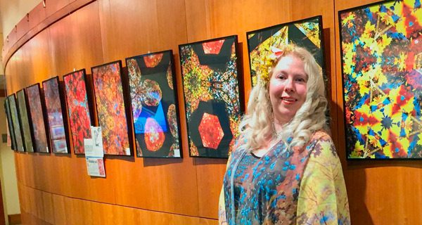 Kaleidoscopic foliage ‘leaves’ library patrons smiling