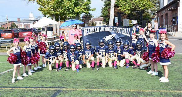 Needham’s second and third grade football and cheer squads show off their pink thanks to Beth Israel Deaconess Hospital. Photos by Doug Fox
