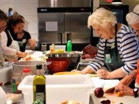 Seniors collaboratively cook at Powisset Farm