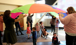 Children gobble up parachute fun