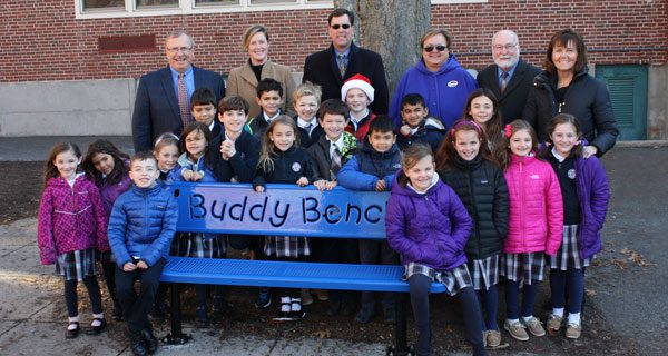 Rotarians install St. Joe’s ‘buddy bench’