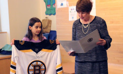 Needham student scores Bruins jersey