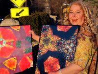 A girl with kaleidoscope skies