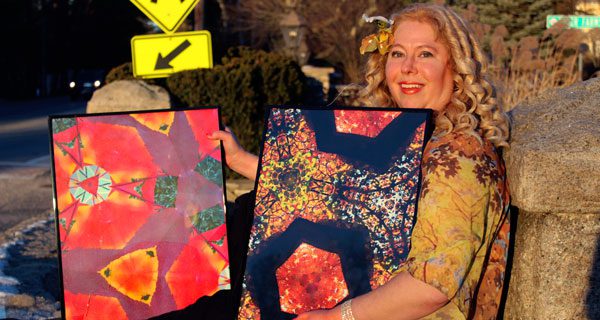 A girl with kaleidoscope skies