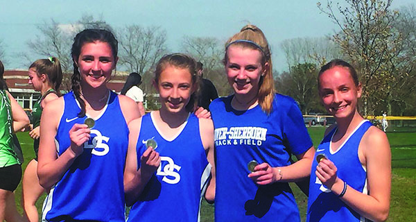 Girls 4x400 relay team – Jillian Davis, Caroline Gray, Caitlin Britt and Tatum Evans will compete in the 4x400 meter relay for DS at Division IV states. Photos by DS Athletics