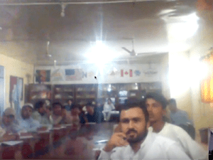 A video-conference link to students at the Kandahar Institute of Modern Studies.