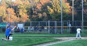 First and second graders play in a fall baseball league. 
