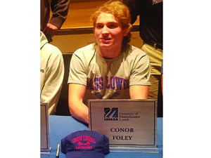 Conor Foley (pictured) now joins the elite class of former Walpole High lacrosse players such as Davis Butts and Ryan Izzo to go on and play at the Division I level. Photos by Twitter, @WalpoleAD