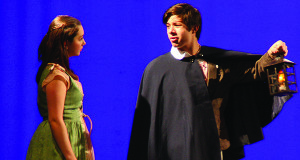 (L to R) Nicole Mulready playing Hermia; Marcus D'Angelo playing Lysander.