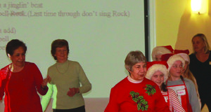 The girls and seniors line dance to ‘Jingle Bell Rock.’