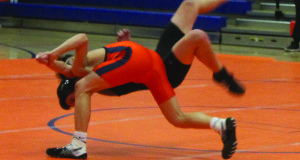 This slam from Walpole’s Joe Servello got a strong crowd reaction in the Rebels’ 49-12 wrestling victory over Wellesley.