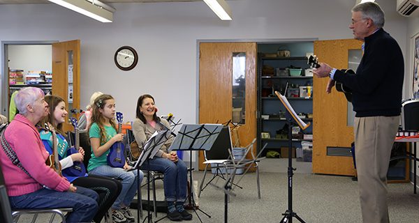 Scouts and seniors make music together