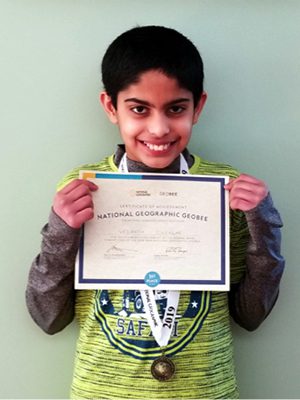 Downey fifth-grader Vedanth Iyengar, who won this year’s GeoBee.