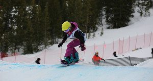 Dover’s Sadie McKinlay hit the slopes at the USASA National Snowboarding Championships.