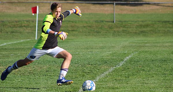 Senior keeper William DePiero (pictured) gets sends the ball up the field.