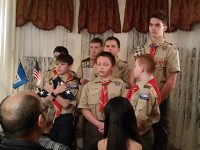 Westwood Scouts give flag-folding demo
