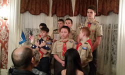 Westwood Scouts give flag-folding demo