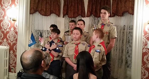Westwood Scouts give flag-folding demo