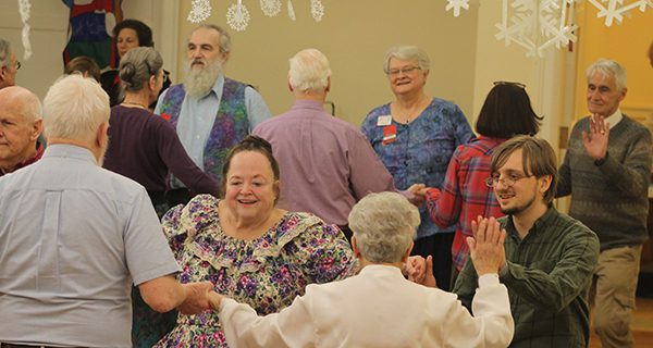 Beginner square-dancers celebrate Snowflake Ball