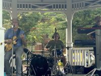 Back Pages visits Medfield gazebo