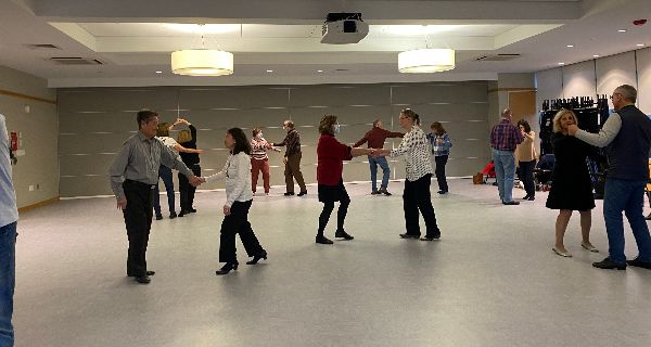 <strong>Betty Hood dances with Needham seniors</strong>