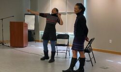 <strong>Taylor-Blenis yodels with seniors</strong>