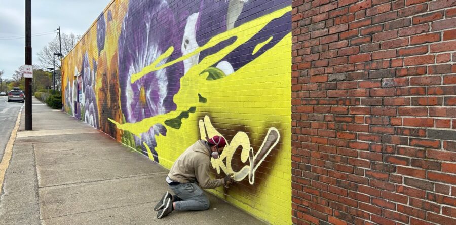 Mural blossoms at Pansy festival