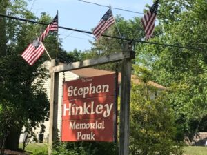 Stephen Hinkley Memorial Park sign.
