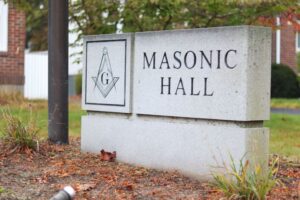 Stone sign: Masonic Hall.