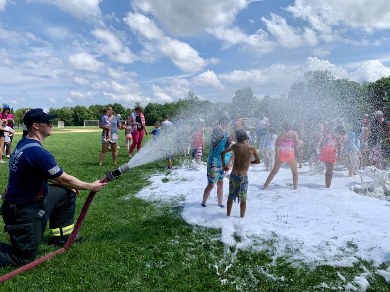 Firefighters bring foam and fun
