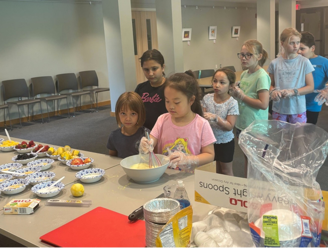Kids create fruit tarts at Sherborn Library