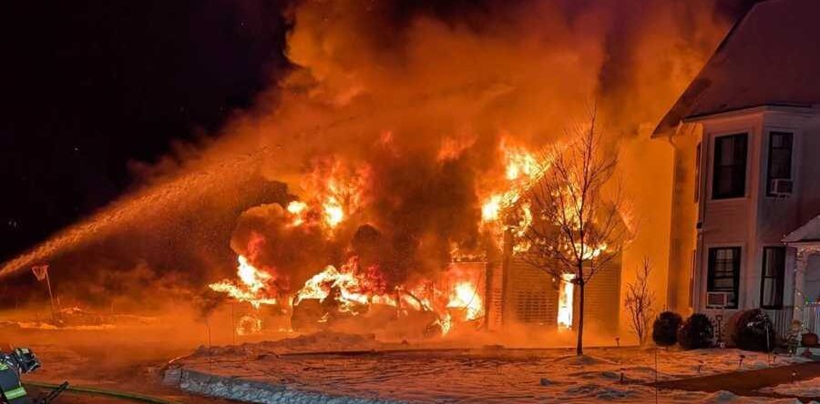 Two-alarm garage fire in Sherborn