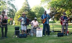 Squeezebox Stompers on Sherborn Library Lawn